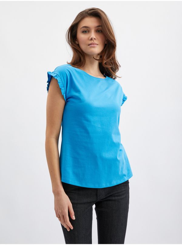 Orsay Orsay Blue Ladies T-shirt with frills - Women