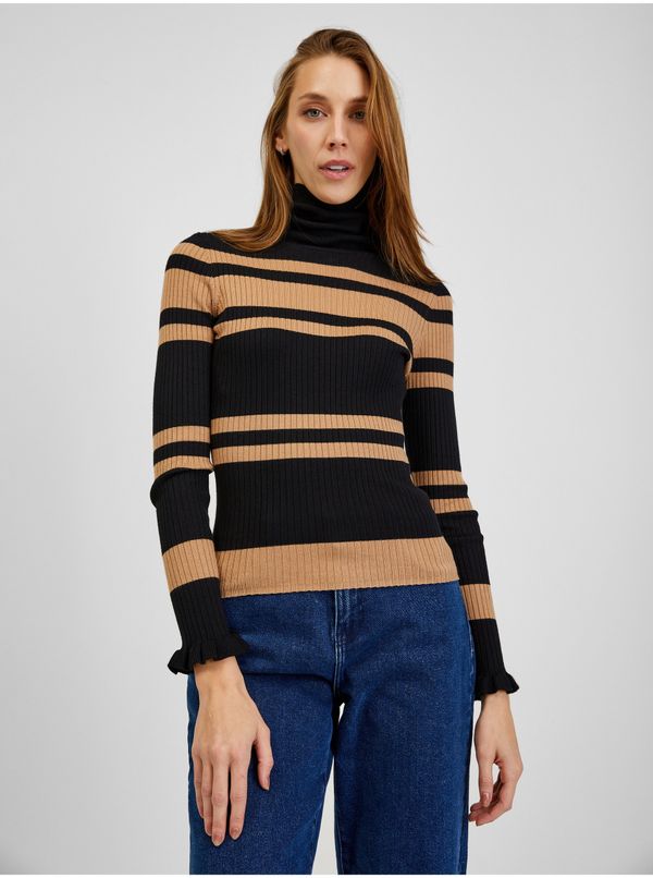 Orsay Orsay Brown-Black Ladies Striped Sweater - Women