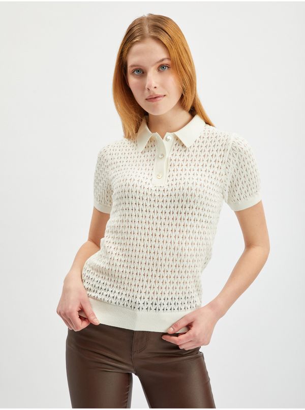 Orsay Orsay Cream Women Patterned Sweater Short Sleeves - Women