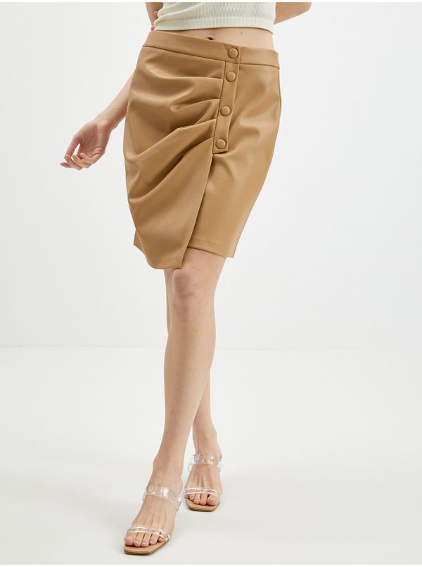 Orsay Orsay Light brown women's leatherette skirt - Ladies
