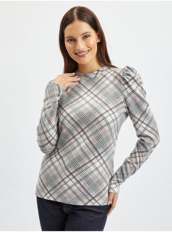 Orsay Orsay Pink-gray ladies checkered sweater - Ladies