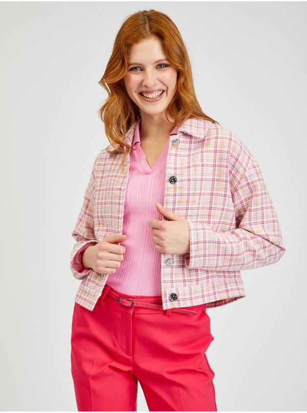 Orsay Orsay Pink Ladies Plaid Jacket - Ladies