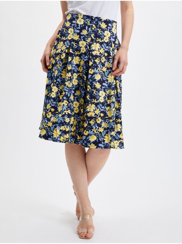 Orsay Orsay Yellow-Blue Ladies Pleated Floral Skirt - Women