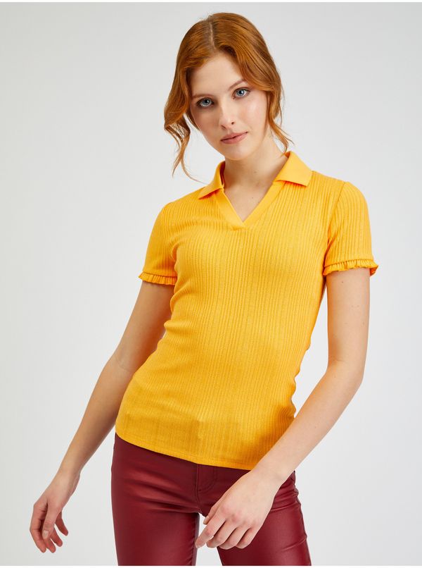 Orsay Orsay Yellow Womens Ribbed Polo T-Shirt - Women