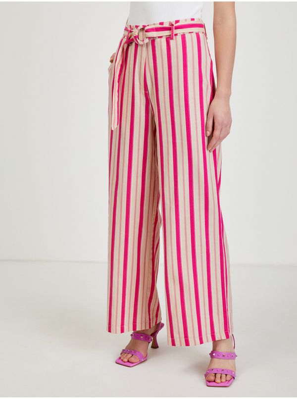 Orsay Pink Ladies Linen Striped Trousers ORSAY - Women