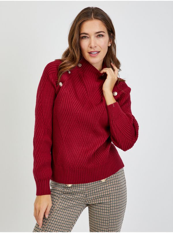 Orsay Red Women's Ribbed Sweater with Decorative Buttons ORSAY - Women