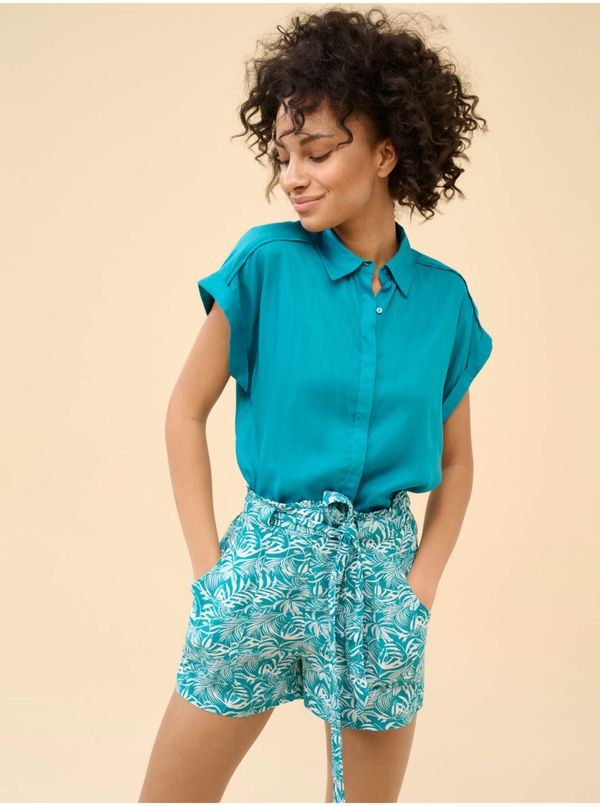 Orsay Turquoise patterned shorts with ORSAY binding - Women