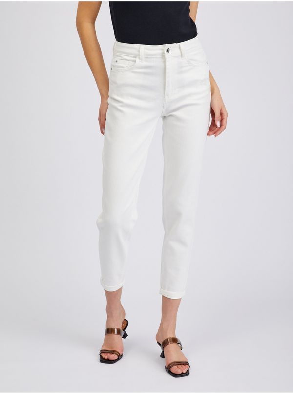 Orsay White Womens Shortened Mom Fit Jeans ORSAY - Women