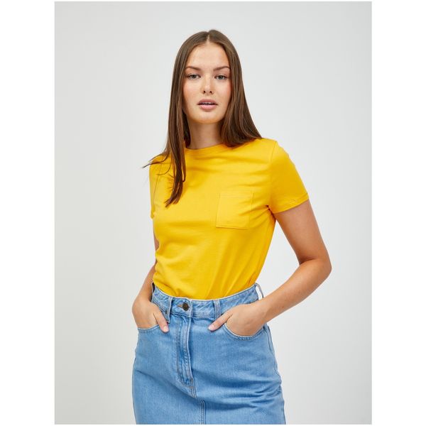 Orsay Yellow basic T-shirt with pocket ORSAY - Women