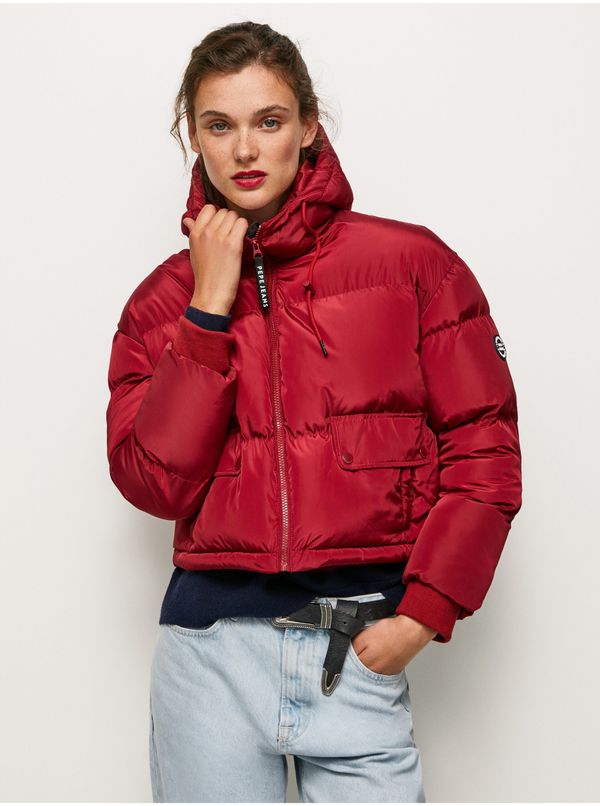 Pepe Jeans Red Women's Winter Jacket Pepe Jeans Amandine - Women