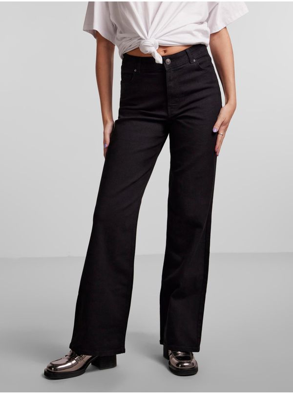 Pieces Black Women Wide Jeans Pieces Peggy - Women