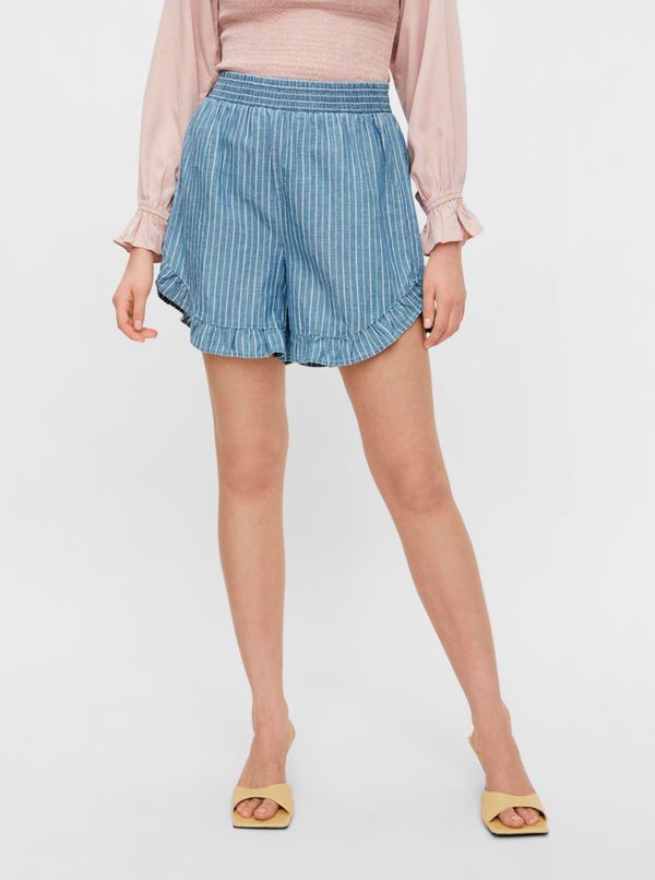 Pieces Blue Striped Loose Shorts Pieces Tiffany - Women