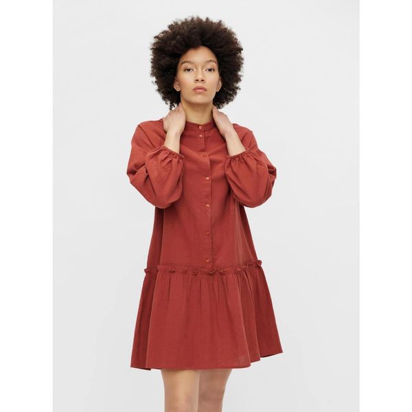 Pieces Brick Dress with Buttons Pieces Lilli - Women