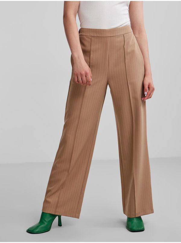 Pieces Brown Ladies Striped Wide Pants Pieces Bossy - Women