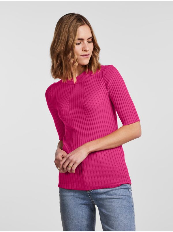 Pieces Dark Pink Womens Ribbed Light Sweater Pieces Crista - Women