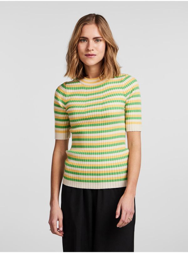 Pieces Green-Yellow Women Striped Light Sweater Pieces Crista - Women