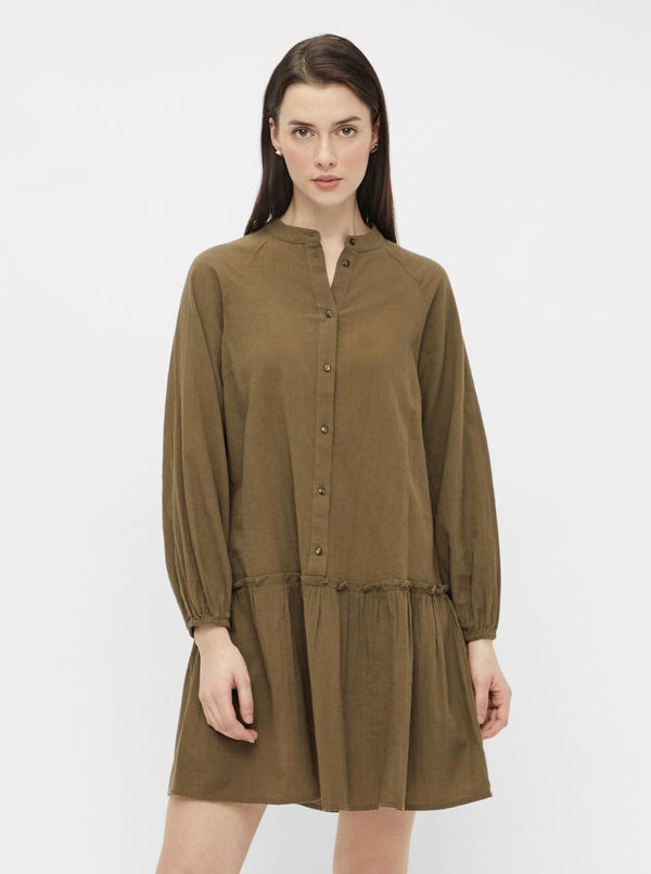 Pieces Khaki Dress with Buttons Pieces Lilli - Women