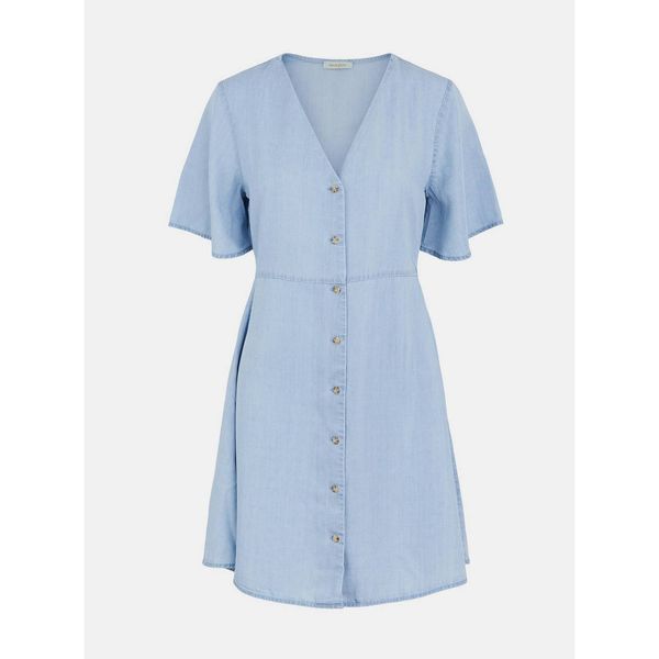 Pieces Light Blue Dress with Buttons Pieces Oti - Women