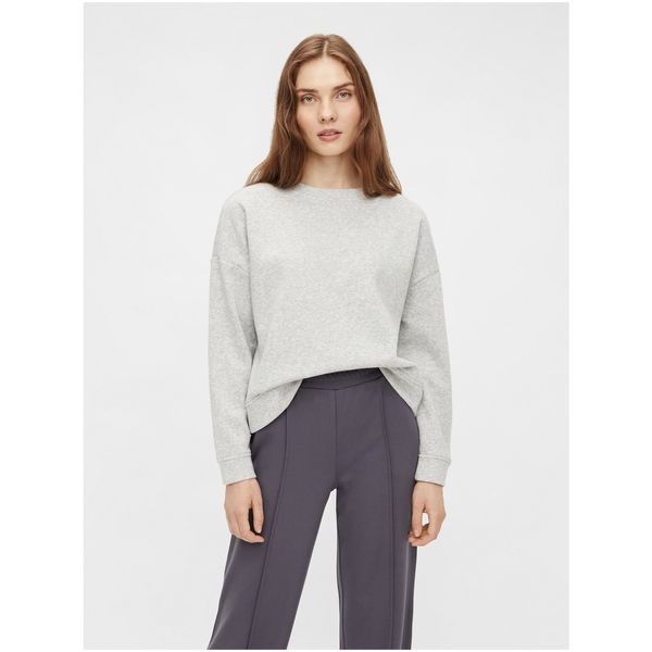 Pieces Light Grey Brindle Basic Sweatshirt Pieces Chilli - Women