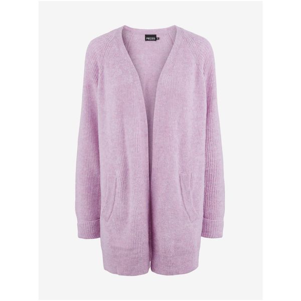 Pieces Light Purple Cardigan with Wool Admixture Pieces Ellen - Women