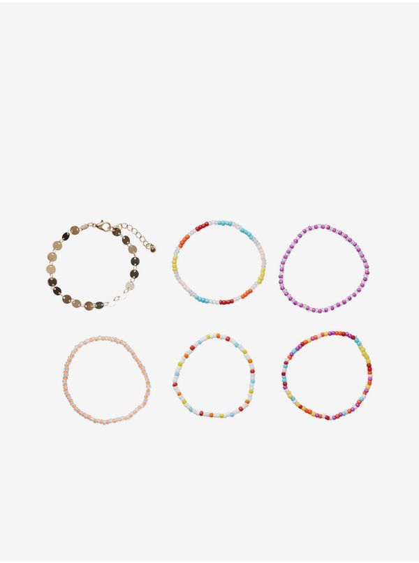 Pieces Pieces Set of six women's bracelets in pink, red and gold Piec - Ladies