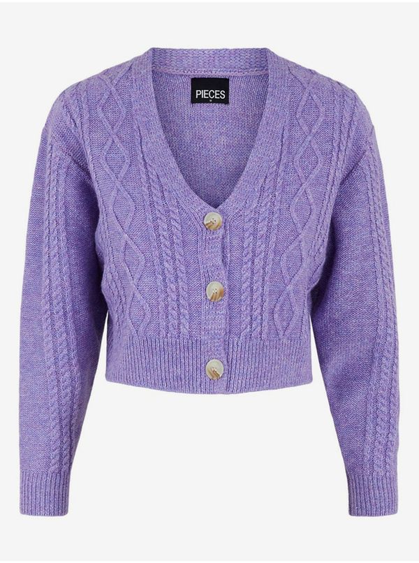 Pieces Purple Braided Cropped Cardigan Pieces Karla - Women