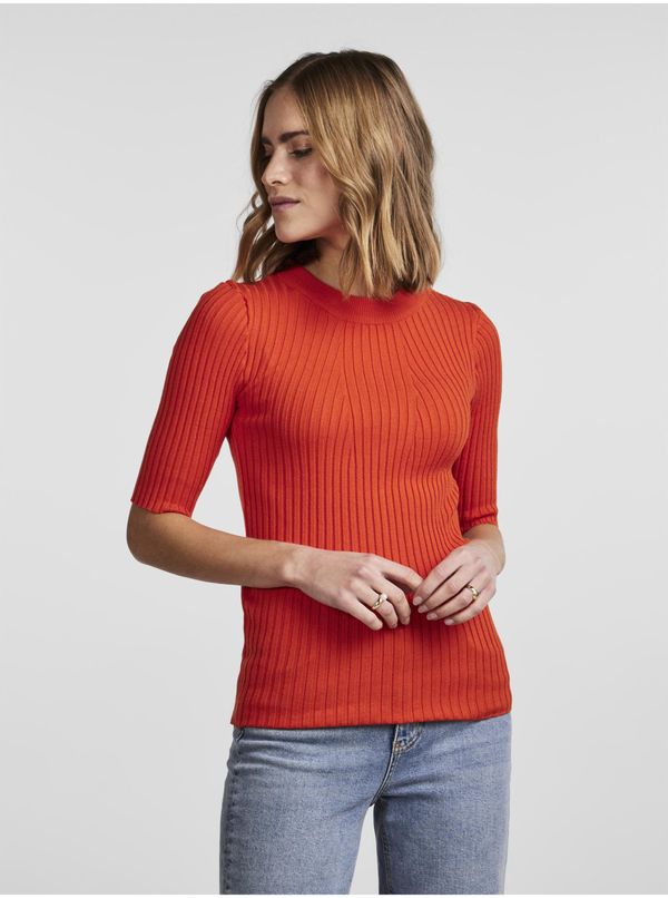 Pieces Red Womens Ribbed Light Sweater Pieces Crista - Women