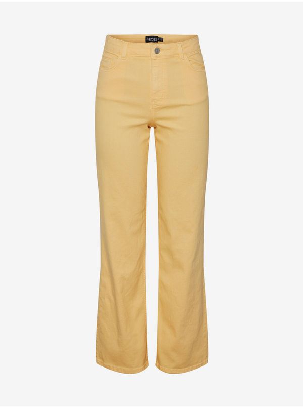 Pieces Yellow Womens Wide Jeans Pieces Peggy - Women