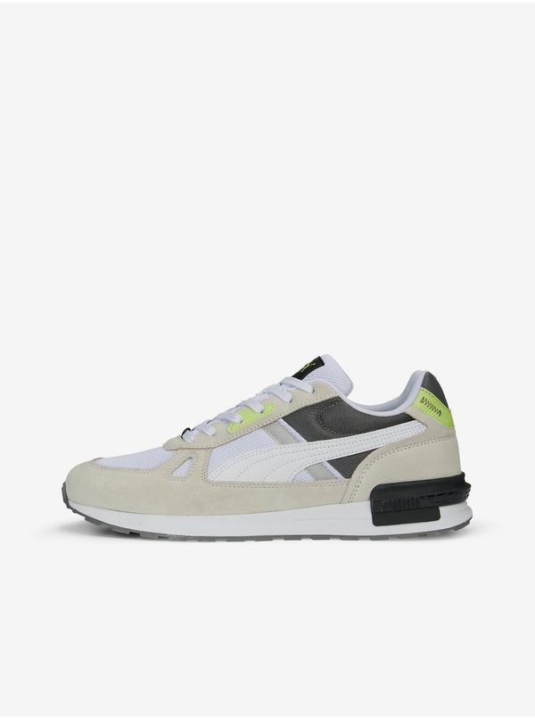 Puma Beige-grey Men's Sneakers with Details in Puma Grav Suede - Men