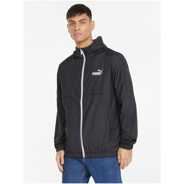 Puma Black Men's Lightweight Sports Jacket with Hood Puma Solid Windbreaker - Men's