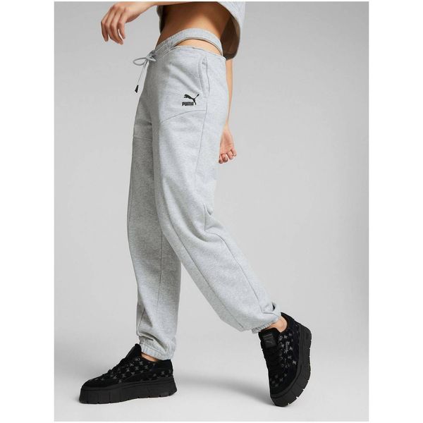 Puma Light Grey Women's Annealed Sweatpants with Puma Cutouts - Women