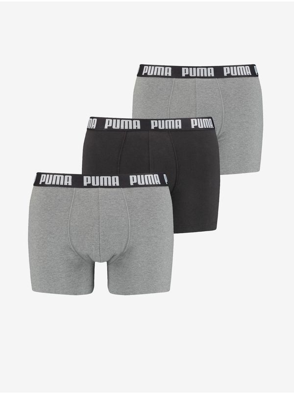Puma Set of three men's boxers in black and light gray Puma Everyday - Men