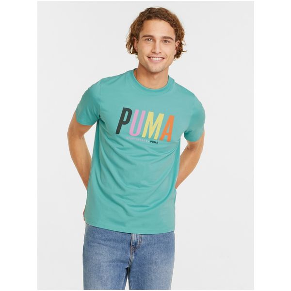 Puma Turquoise Men's T-Shirt with Puma Graphic Print - Men's