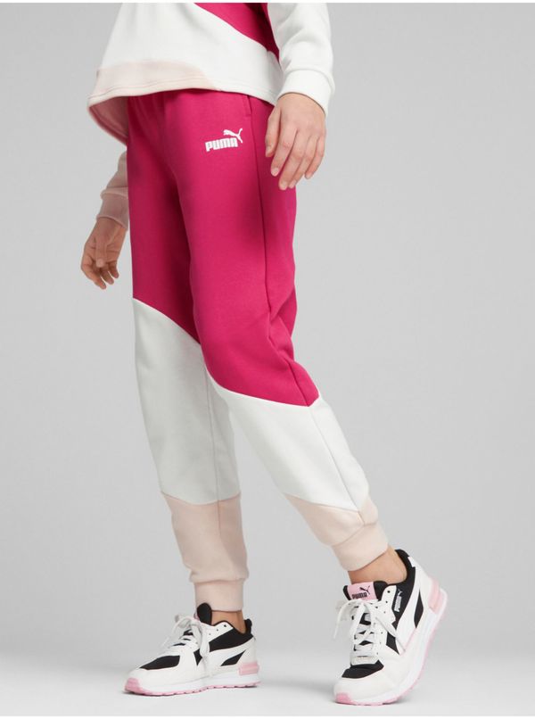 Puma White and pink girls' sweatpants Puma Power - Girls