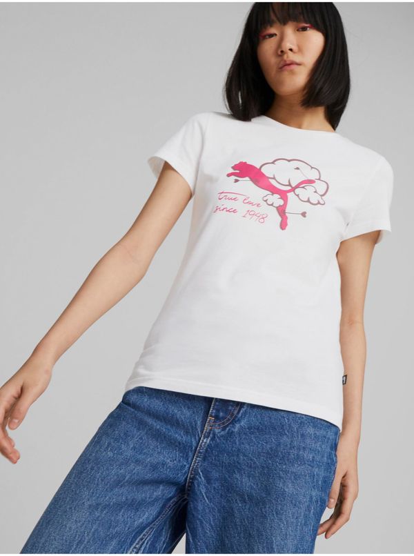 Puma White Women's T-Shirt Puma Graphics Valentine - Women