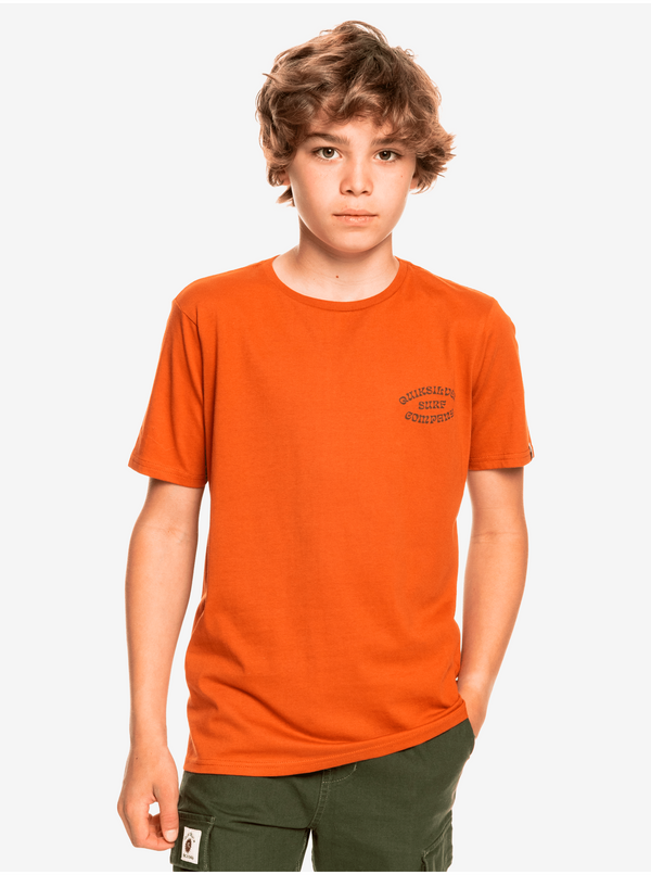 Quiksilver Orange boys' T-shirt with Quiksilver Wild Card print - unisex