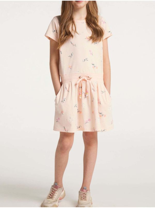 Ragwear Light Pink Girly Floral Short Dress with Ragwear Mag Pockets - Girls