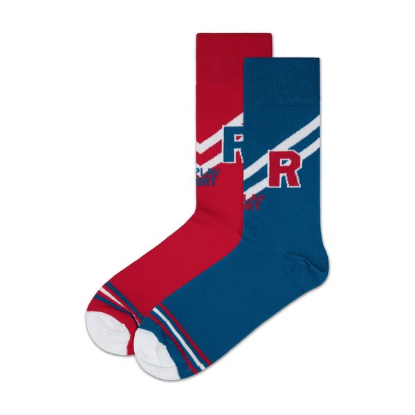 Replay Powtórka Ponožky Casual Sport Logo&Stripes 2Prs Banderole - Czerwony/Kobaltowy Niebieski