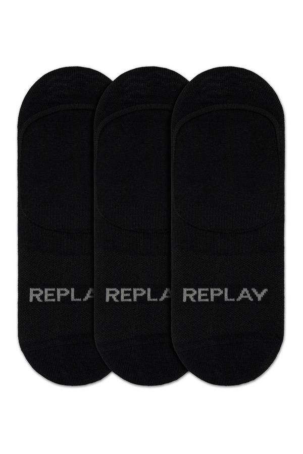 Replay Powtórka Ponožky Invisible Basic Foot Logo 3Prs Card Wrap - Black/Castlerock