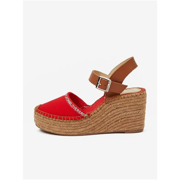 Replay Red Leather Wedge Sandals Replay - Women