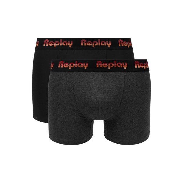 Replay Replay Boxerky Boxer Style 5 Żakardowe logo 2szt Pudełko - Czarny/D G Mel/Czerwony