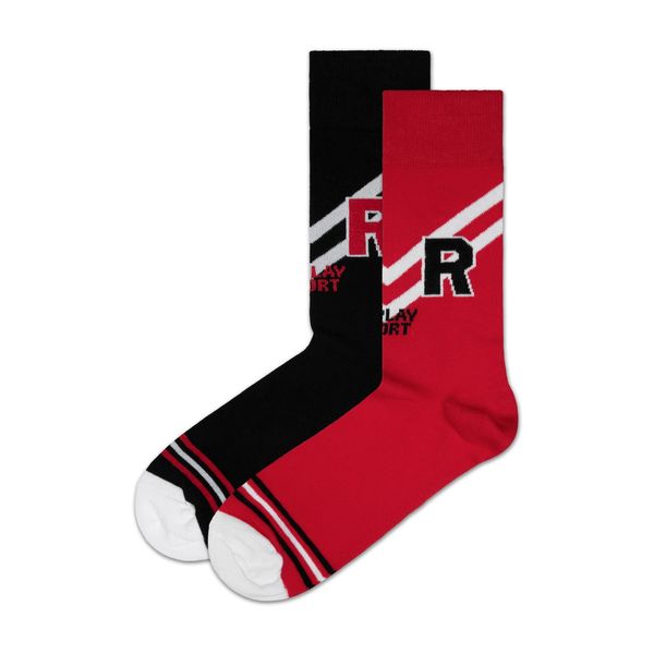 Replay Replay Ponožky Casual Sport Logo&Stripes 2Prs Banderole - Czarny/Czerwony