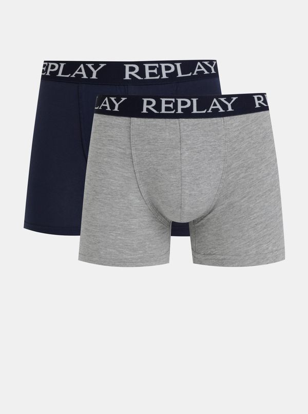 Replay Set of two boxers in dark blue and gray Replay - Men