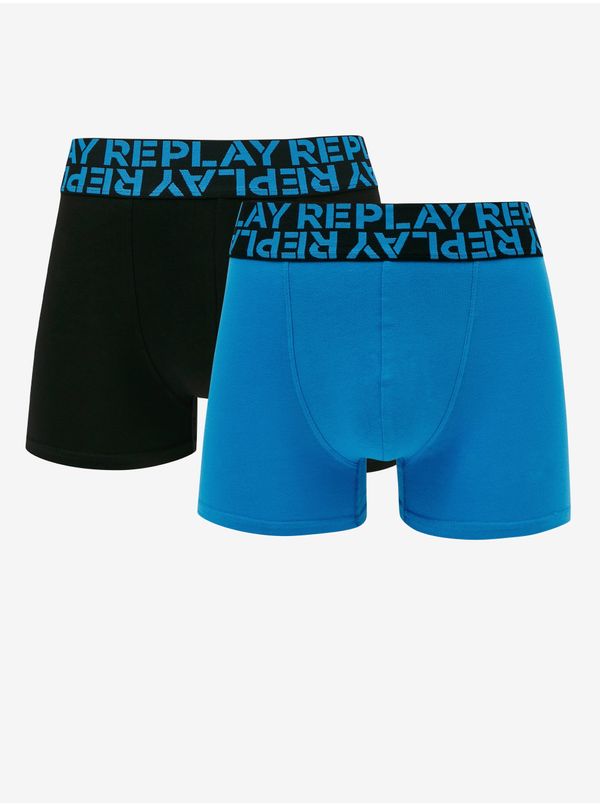 Replay Set of two men's boxers in black and blue Replay - Men's