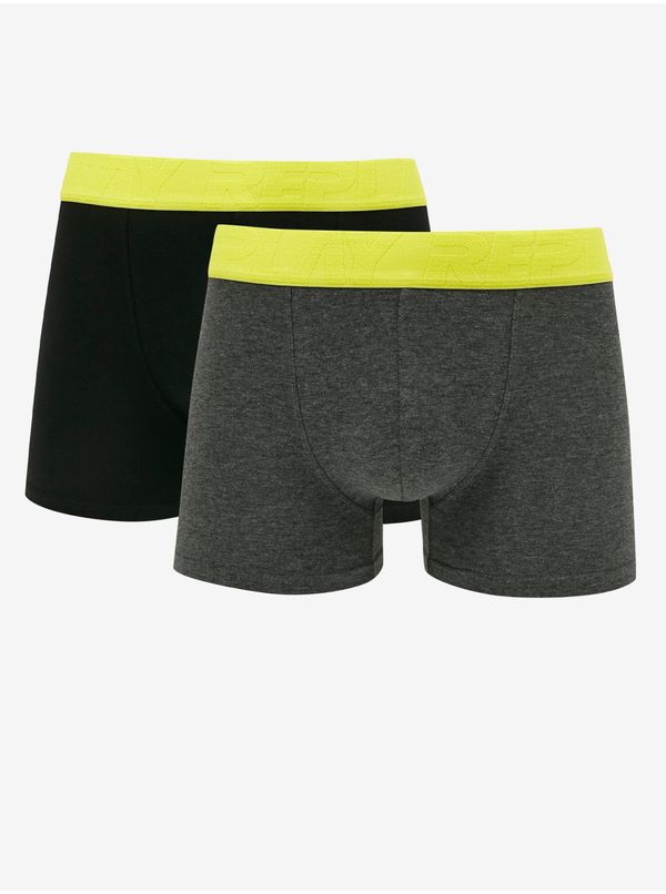 Replay Set of two men's boxers in black and dark grey Replay - Men