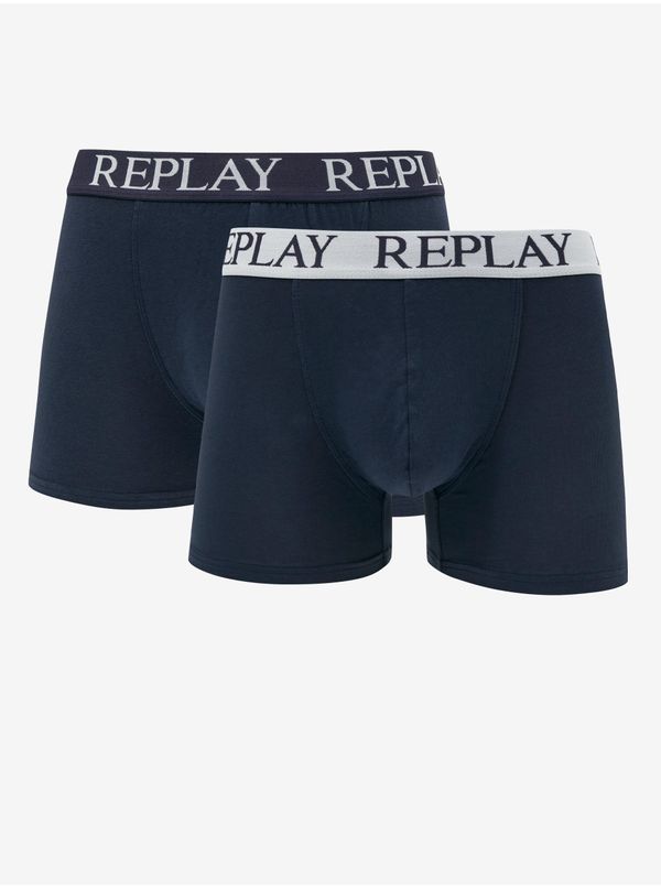 Replay Set of two men's boxers in dark blue Replay - Men