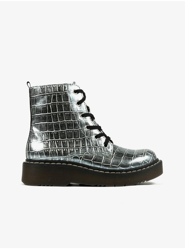 Richter Richter Girly Ankle Boots in Silver with Animal Pattern Rich - Girls