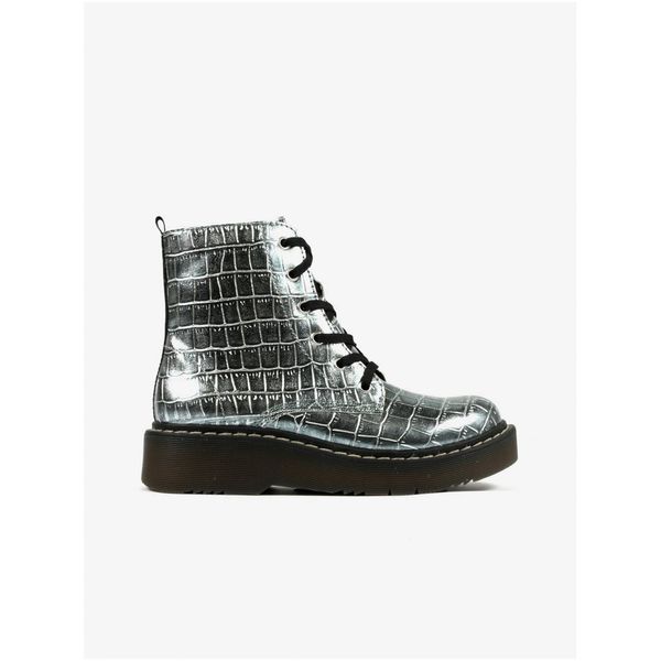 Richter Richter Girly Ankle Boots in Silver with Animal Pattern Rich - Girls