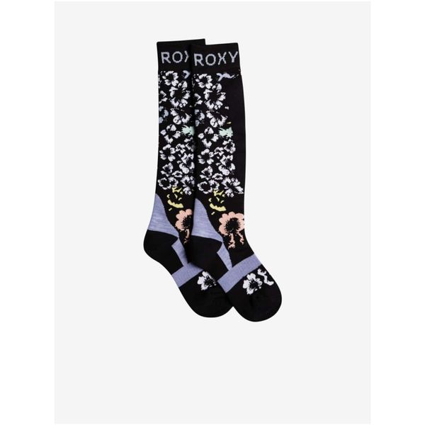 Roxy Black Flowered Socks with Roxy Paloma Wool Admixture - Women