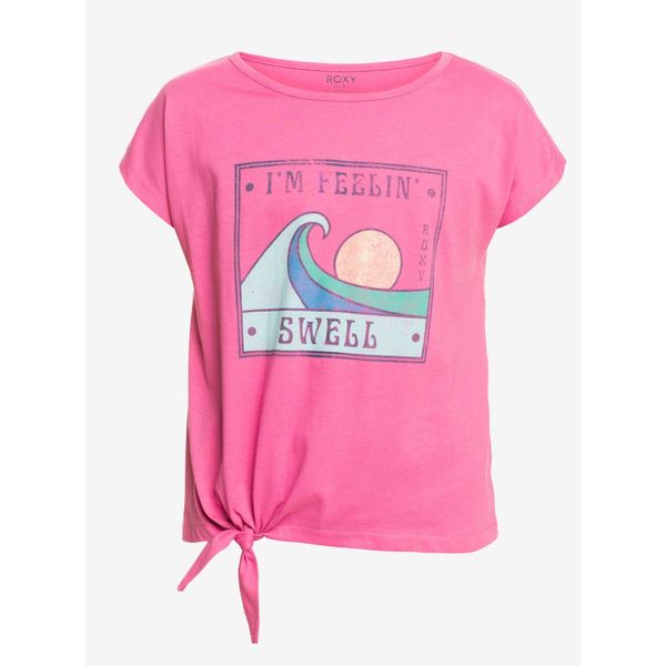 Roxy Pink Girl T-Shirt with Knot Roxy Pura Playa - Girls